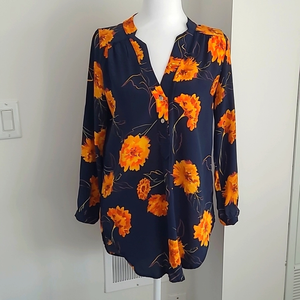 Amour Vert Army Silk Blouse In Marigold Size XS